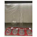 GLASS DECANTER AND VASE