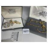 NOLAN MILLER COLLECTION FLOWER PIN AND GOLD TONE