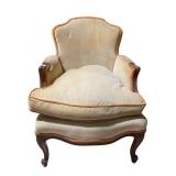DOWN FILLED ANTIQUE WOOD FRAME ARMCHAIR 35" H X