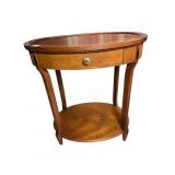 OVAL SINGLE DRAWER STAND 27" H X 26" X 19" BRASS