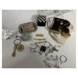 MISC PINS, TRINKET TRAY, AMERICAN AIRLINES PIN,