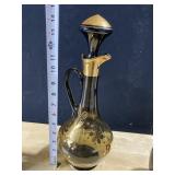 VINTAGE MCM SMOKE GLASS DECANTER 14" H