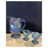 CARNIVAL GLASS PITCHER GRAPE DESIGN