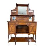 BEAUTIFUL ANTIQUE MARQUETRY SIDEBOARD 2 PC.