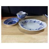 BLUE ONION DISH, LIBERTY BLUE CUP/SAUCER