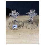 2 GLASS CANDLESTICKS