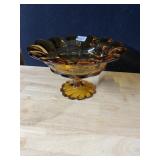 AMBER PEDESTAL BOWL