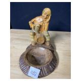 WOODEN ASHTRAY HOLDER CARVED WURZBORG GERMANY