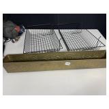 2 WIRE SHELVES, METAL PLANTER