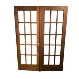PAIR OF 15 PANEL BEVELED GLASS FRENCH DOORS 29.5"