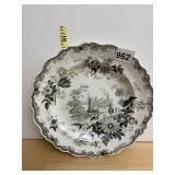 BLACK AND WHITE PLATE PORCELAIN