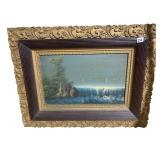 PAINTING ON BOARD FRAMED, UNSIGNED, 26" X 33"