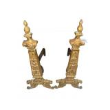 VINTAGE PAIR OF LARGE BRASS AND CAST-IRON