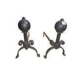 CAST IRON BALL TOP ANDIRONS
