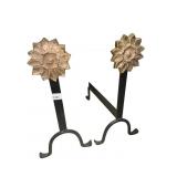 ANTIQUE ATLAS PAIR OF TUDOR ROSE BRASS AND IRON