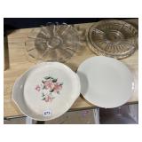 SERVING PLATES, 1 DIVIDED, 1 ETCHED, LENOX &