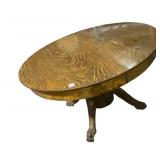 48" ROUND OAK TABLE EXTENDS TO ADD EXTRA LEAVES