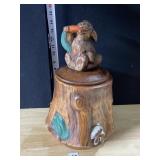 BUNNY TOP COOKIE JAR W/ LID 15" H - WITH RABBIT