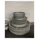 SET OF DISHES JAPAN BLACK AND WHITE W/ 8