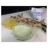 CERAMIC LEAF PLATTER, SALON CARE PRISM LITES,