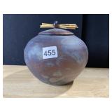 CLAY POT WITH LID SIGNED 2012