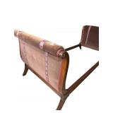 FRENCH EMPIRE BED, BROWN VELVET UPHL. HEADBOARD