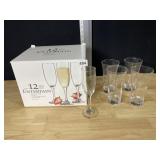 FLUTED CHAMPAGNE 12, BEER GLASSES 4