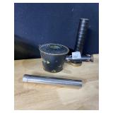 METAL DECORATIVE POT, WOODEN CANDLE HOLDER, CIGAR