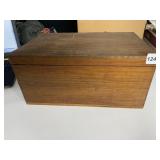 WOODEN HINGED BOX WITH SYMPATHY CARDS, ETC.