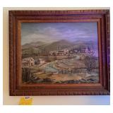 R SMITH PAINTED ON CANVAS FARM/WATER SCENE