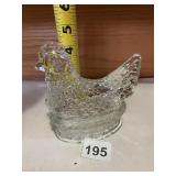 NESTING HEN GLASS CANDY CONTAINER
