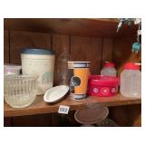 GLASS BOWL, CANISTER, PLASTIC CONTAINERS