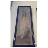 VICTORIAN GIRL W/ FLOWERS COMING DOWN THE STAIRS