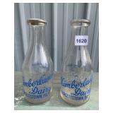 TWO MILK BOTTLES KIMBERLAND  DAIRY BURGETTSTOWN