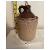 TAN CROCK W/ WOOD HANDLE