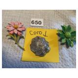 CORO PIN AND OTHER VINTAGE FLOWER PINS