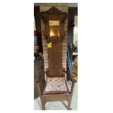 OAK MIRRORED BACK HALL SEAT W/ LIFT TOP