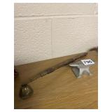 MINI PEWTER ANVIL, BRASS CANDLE SNUFFER