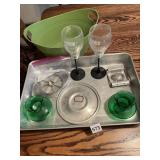 EGG SLICER, BAKING TRAY, GREEN VASES SKILLET