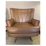 SWIVEL BASE MID-CENTURY VINYL ARMCHAIR