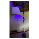 ANTIQUE FLOOR LAMP 60" H ORNATE BASE W/ STONE