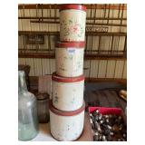 4 PIECE VINTAGE TIN CANISTER SET