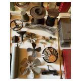 ASSORTED PARTS INCLUDING FAN BLADES, SPOOLS OF