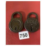 2 ANTIQUE LOCKS INCL. BEAR NO KEYS