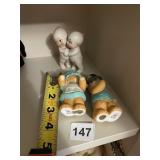 CUPPIE FIGURINE AND 2 PORCELAIN BEARS