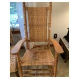 RUSH SEAT HIGH BACK ANTIQUE ROCKER