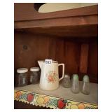 SALT AND PEPPER SHAKERS, FLOWER MOTIF PITCHER