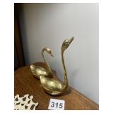2 BRASS SWANS