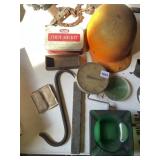 HARD HAT, REXALL FIRST AID KIT TIN, S HOOK, GREEN