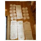 TABLE RUNNERS, DOLLIES, HAND WORK PIECES